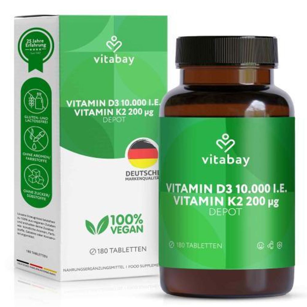 Vitamina D3 Depot 20.000 I.E.+Vitamina K2 200 μg Tab 180 St Immagine del prodotto 