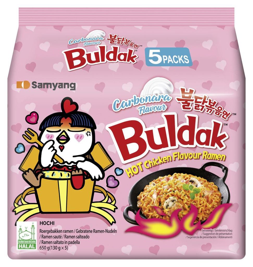 Buldak Hot Chicken Carbonara Flavour Ramen Noodles 5 pezzi Immagine del prodotto 