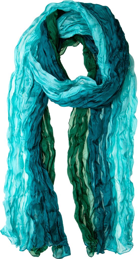 Knitterschal Halstuch Schal XXL grün türkis Farbverlauf 100% Seide 180x90cm