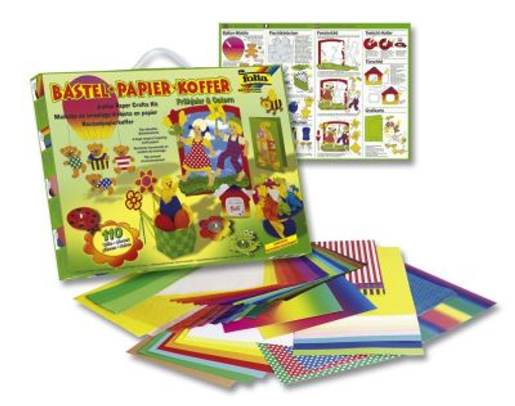 folia 933 Bastelsets Bastel-Papier-Koffer Frühjahr / Ostern, mehrfarbig, 110-teilig (1 Set)