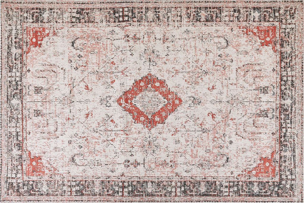 BELIANI Teppich aus Baumwolle Polyester 200 x 300 cm Rot und Beige Orientalisches Muster Vintage Wohndekor