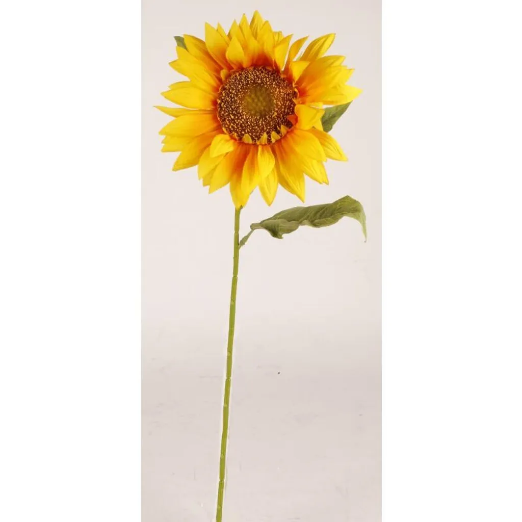 Tournesol artificiel géant 75cm tiges souples lot de 12 fleurs jaunes
