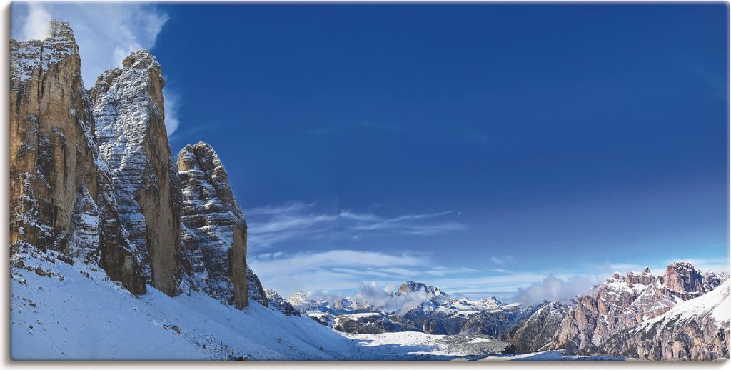 ARTland Leinwandbild Drei Zinnen Umrundung in den Dolomiten Größe: 60x30 cm