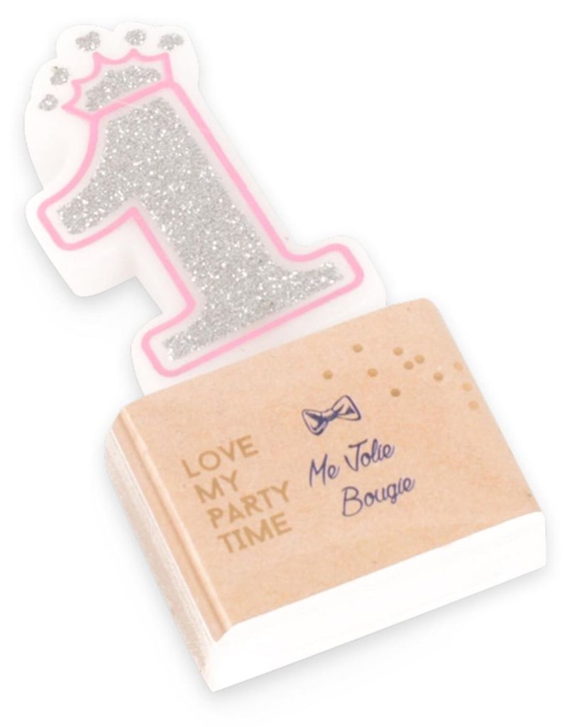 Glitzernde Geburtstagskerze Zahl 1 Prinzessin 5,8 cm - Einheitsgröße
