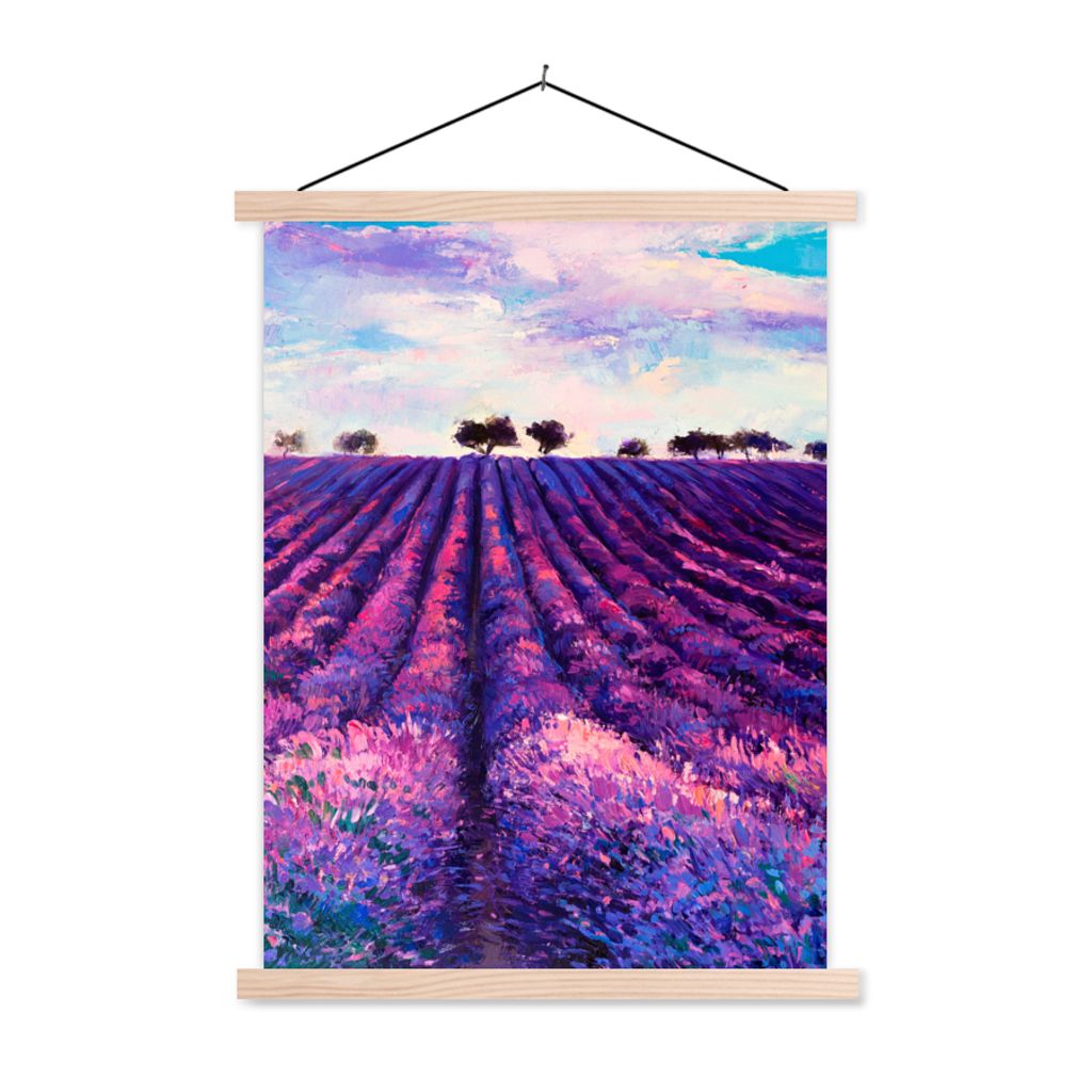MuchoWow Textilposter Ölfarbe - Malerei - Blumen 40x53 cm mit holzfarbenen Rahmen - Schlafzimmer
