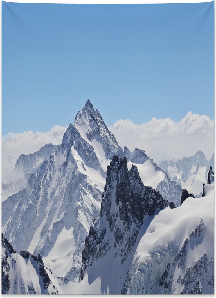 Abakuhaus Winter Wandteppich, Snowy Berggipfel aus Weiches Mikrofaser Stoff Kein Verblassen Klare Farben Waschbar, 110 x 150 cm, Weiß und Blau
