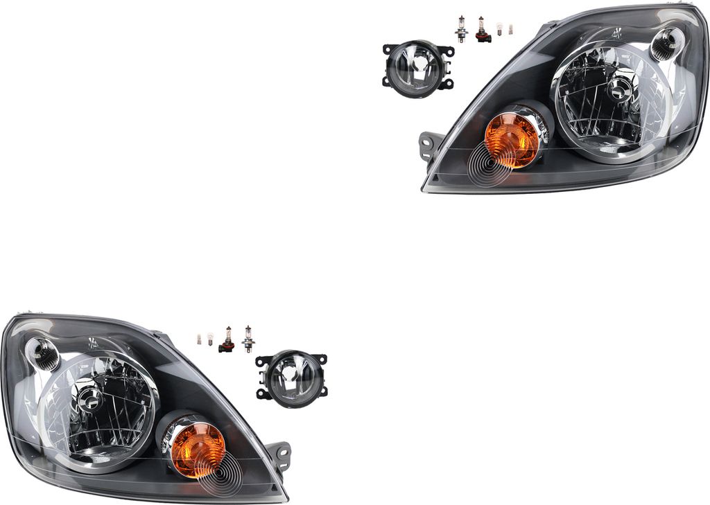 Scheinwerfer Satz passend für Ford Fiesta 02 10/05-09/08 H4 +Nebel+Leuc. 8200074008 6202E1 00006202E1 6710027 0000620639 620639 0000620 Johns