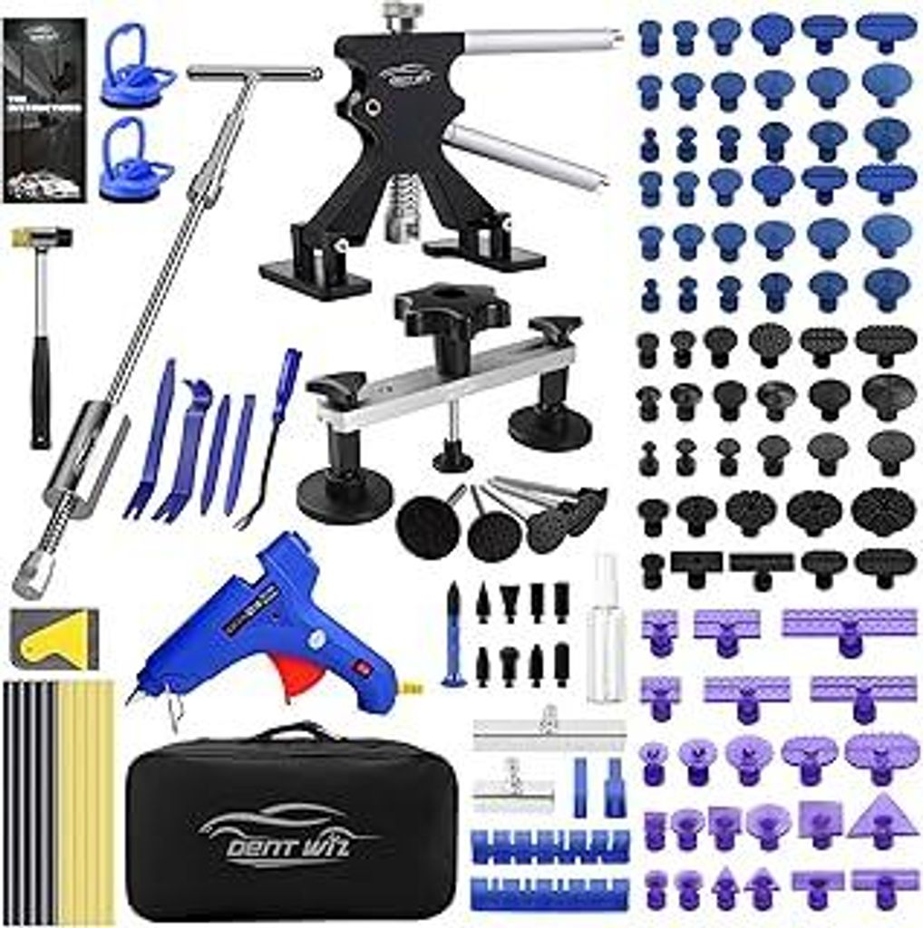 Dent Repair Kit Auto Dellen Reparatur Set PDR Werkzeugset mit Ausbeul-Gleithammer, Dellenlifter, Brückenabzieher, Heißklebepistole & Klebepads ...