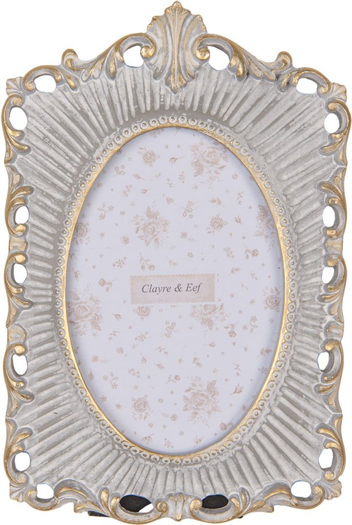 Clayre & Eef Bilderrahmen 10x15 cm Grau Goldfarbig Kunststoff