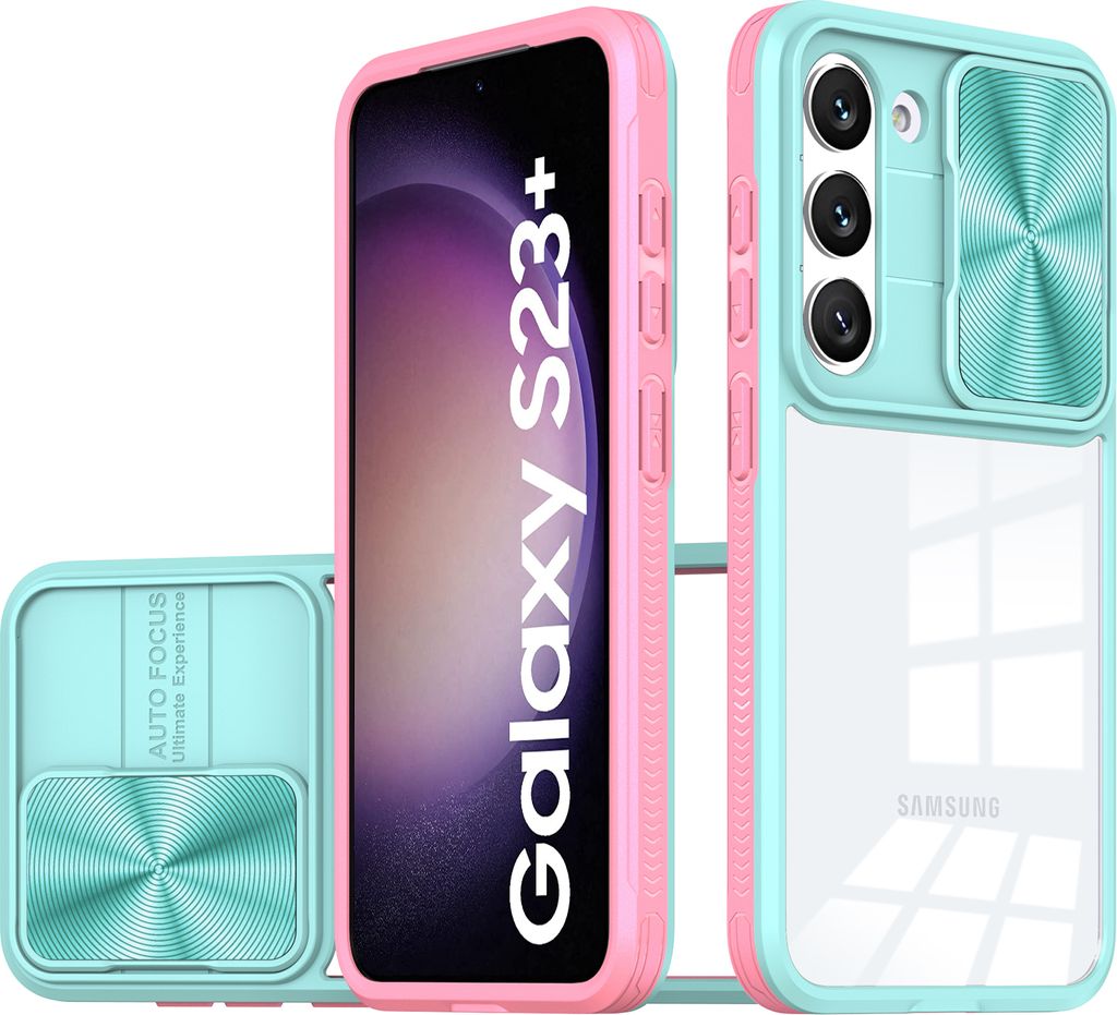 Galaxy S23+ Hülle, TPU Bumper mit mit Schiebe Kamera Schutz Klar Schutzhülle für Samsung Galaxy S23+ / S23 Plus Hellblau