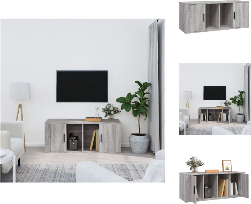 vidaXL Mobile TV Grigio Sonoma 100x35x40 cm - Porta TV Moderno in Legno