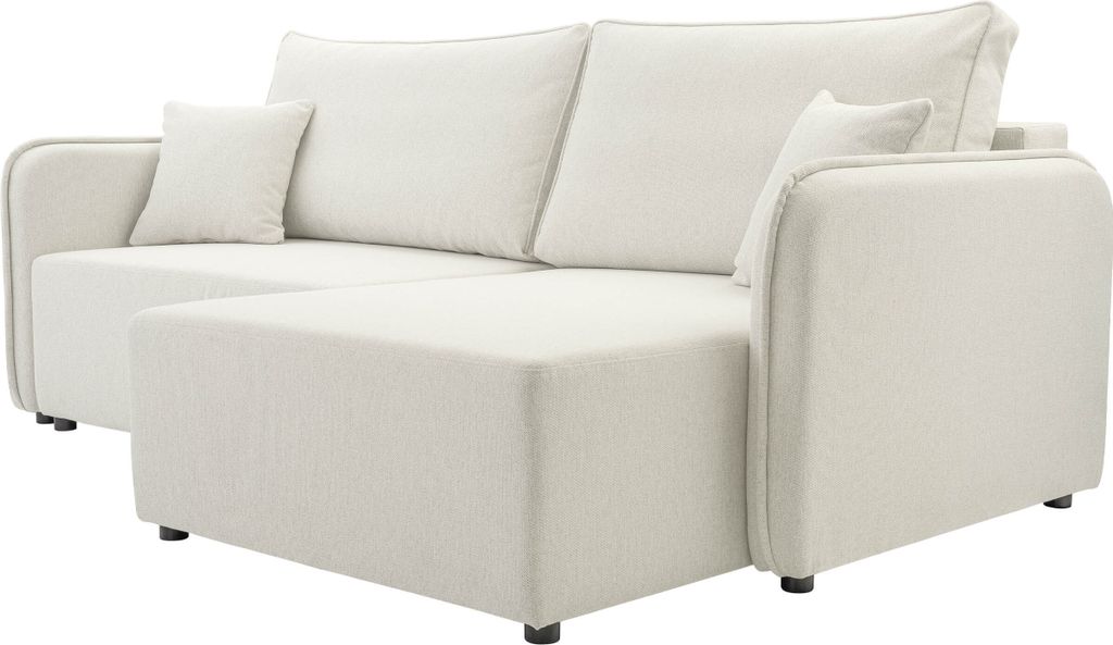 MIRJAN24 Ecksofa Melody, Wohnzimmer L-Form, Sofa mit zwei dekorative Kissen, Ecksofa mit Bettkasten und Schlaffunktion (Farbe: Velo 621, Seite: Rec...