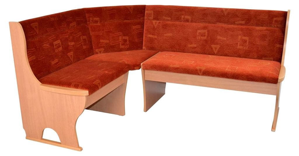 Eckbank 125x165 cm Truheneckbank Buche-Nachbildung/rot