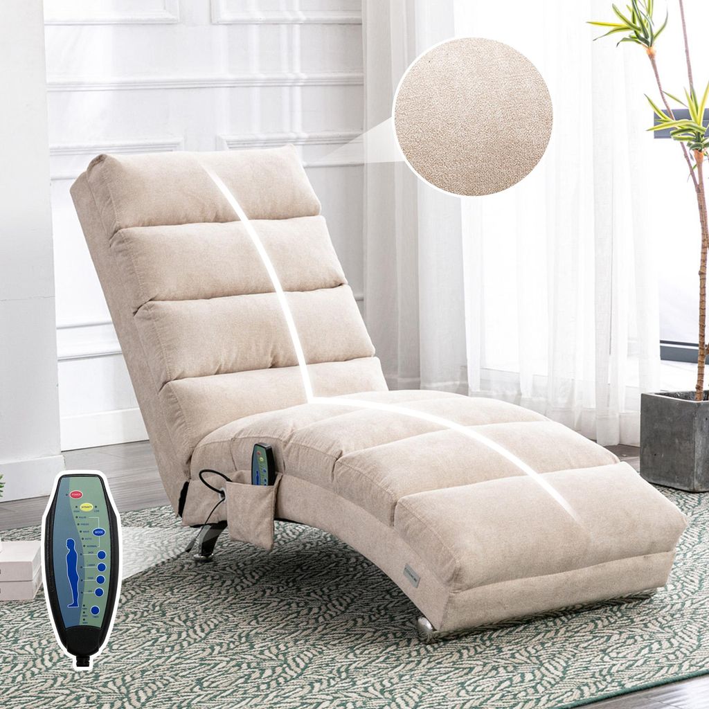 Festes Liegesofa (Entspannungsliege) mit Ganzkörperunterstützung, sanfter Vibrationsfunktion + Seitentaschen – modern für Büro, Wohnzimmer, S...