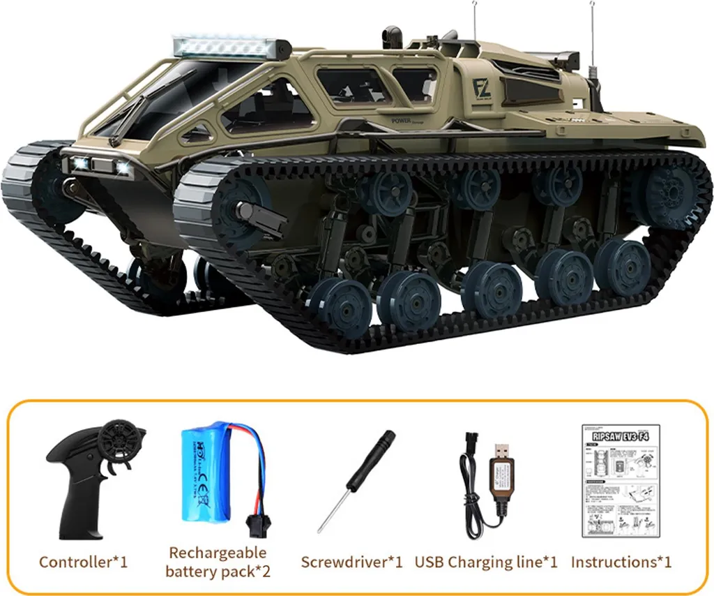 Char 2.4GHz tout-terrain pivotant 360 avec lumières LED de combat