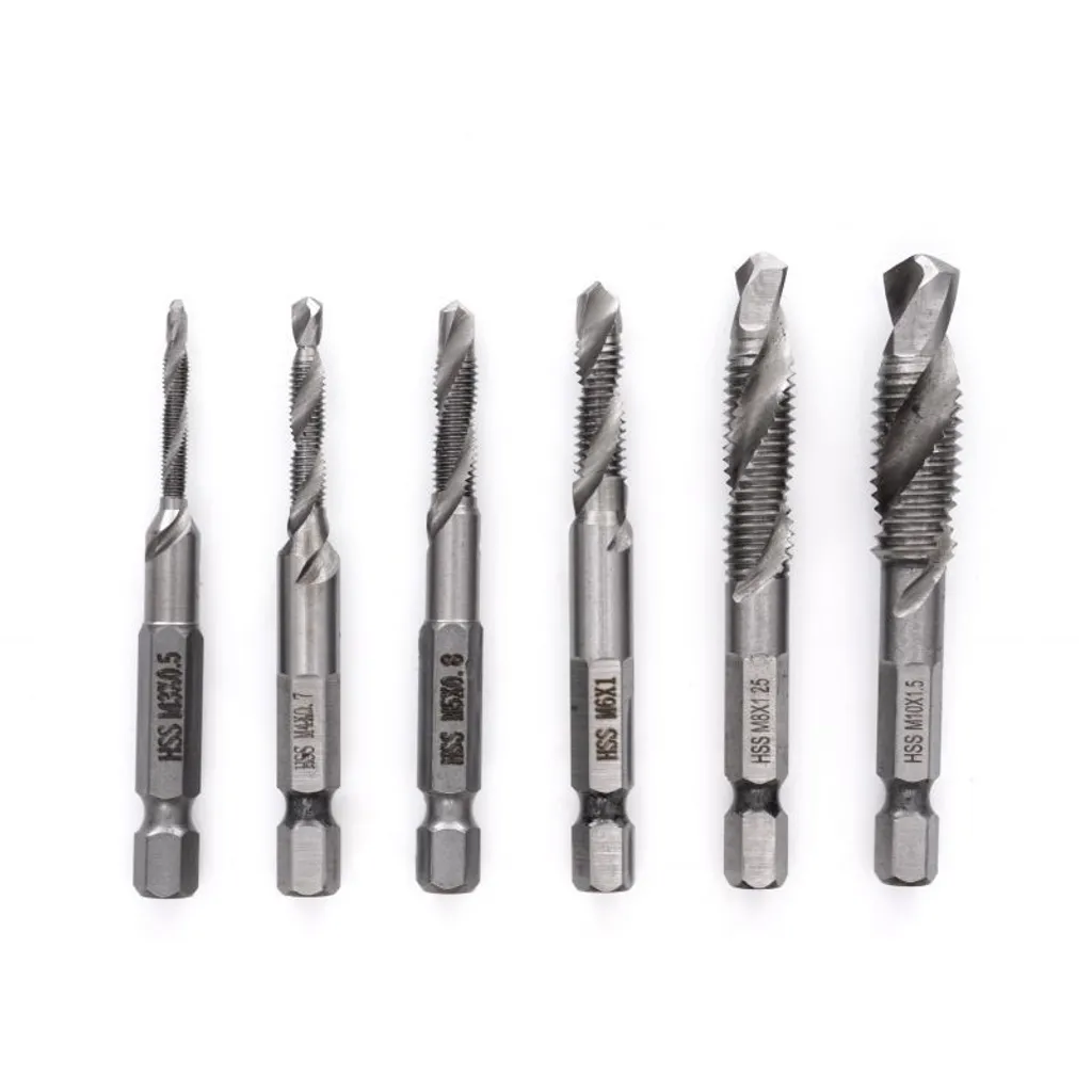 Kraft&Dele KD980 Jeu de 6 mèches filetées HSS Tarauds Combinés