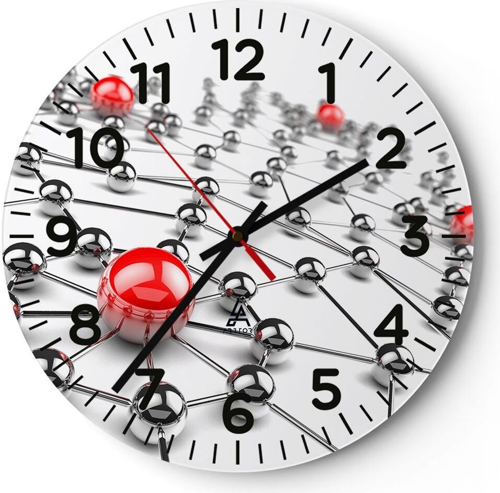 Wanduhr - Rund - Glasuhr - Abstrakt grafik entwurf computer - 30x30cm - Schleichendes Uhrwerk - Lautlos - zum Aufhängen bereit - Dekoration Modern...