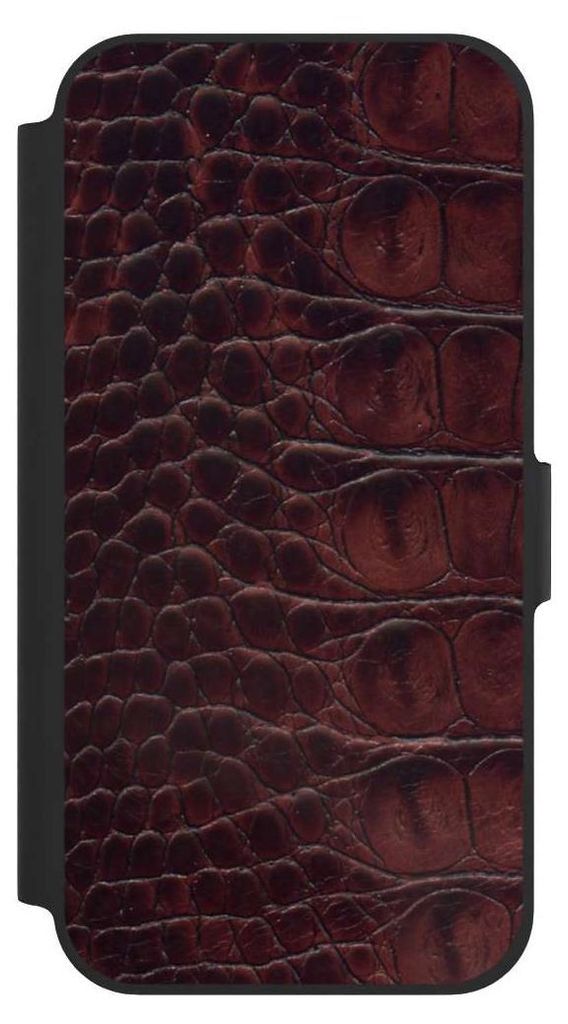 NIVOCASE Klapphülle für Apple iPhone 12 Pro Handyhülle aus Kunst Leder NIVOflip schwarz Animalprint Krokodil Leder
