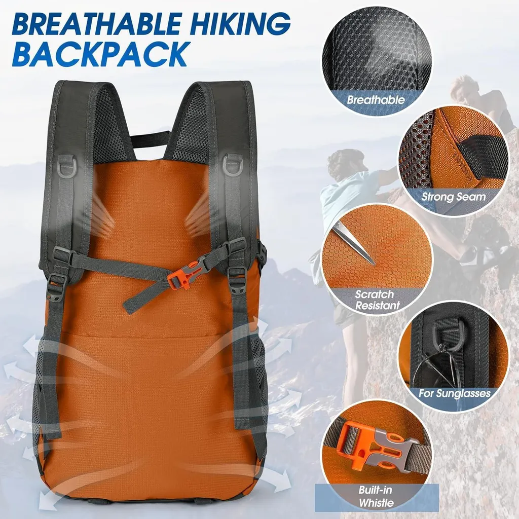 Sac à dos de randonnée 40L avec textile étanche et structure pliable - 5