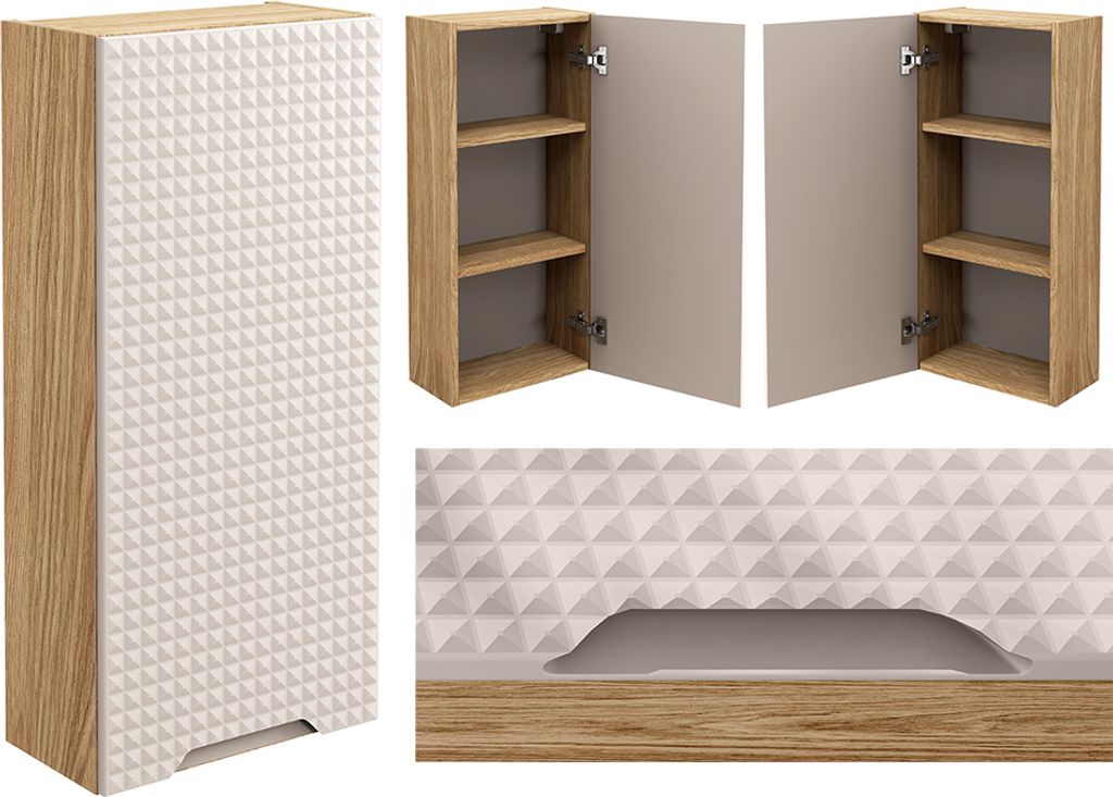 Hängeschrank in Eiche mit beige, LONDON-56-BEIGE