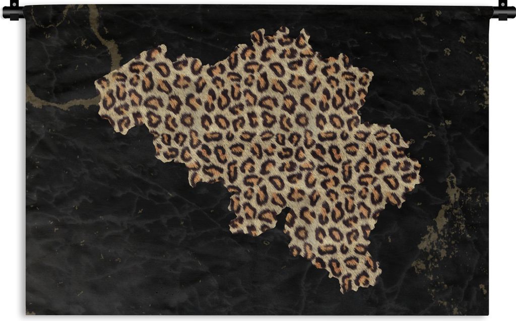 MuchoWow Wandteppich Wandbehang Karte - Belgien - Pantherdruck 60x40 cm Tapisserie Dekoration Wandtuch - Wanddekorationen