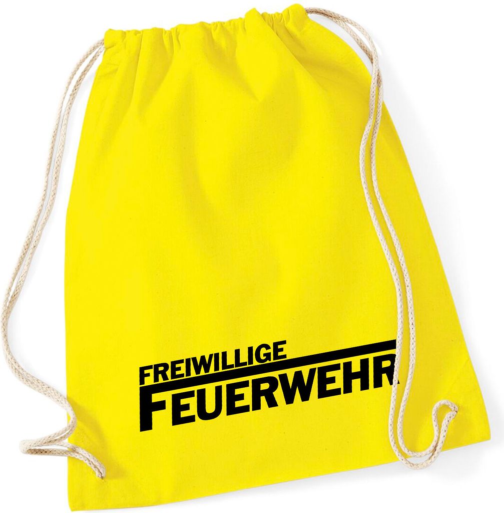 Huuraa Turnbeutel Freiwillige Feuerwehr 12 Liter Yellow Baumwolle Rucksack Geschenkidee