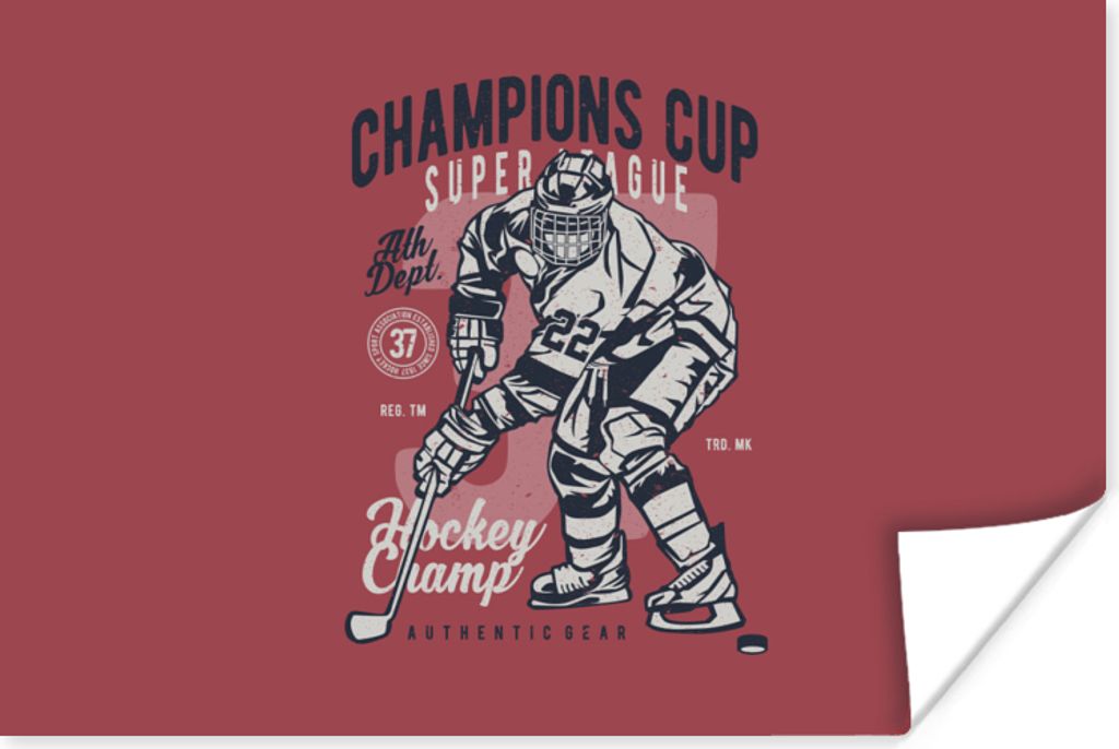 MuchoWow Poster Eishockey-Schlittschuhe - Sport - Vintage 60x40 cm - Schlafzimmerdekoration