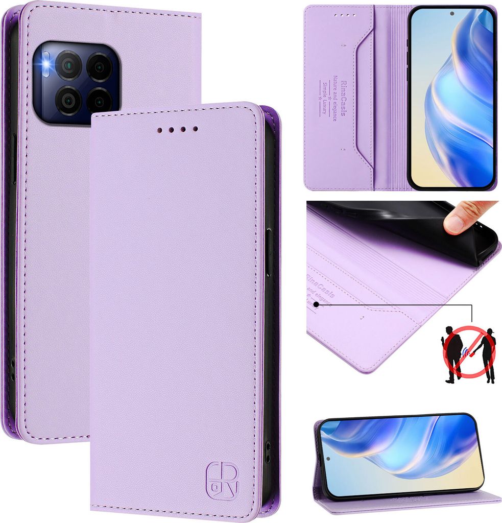 Lederhülle für T-Mobile REVVL 7 Pro Hülle Flip Brieftasche Kartenfächern Ständer Schutzhülle Violett