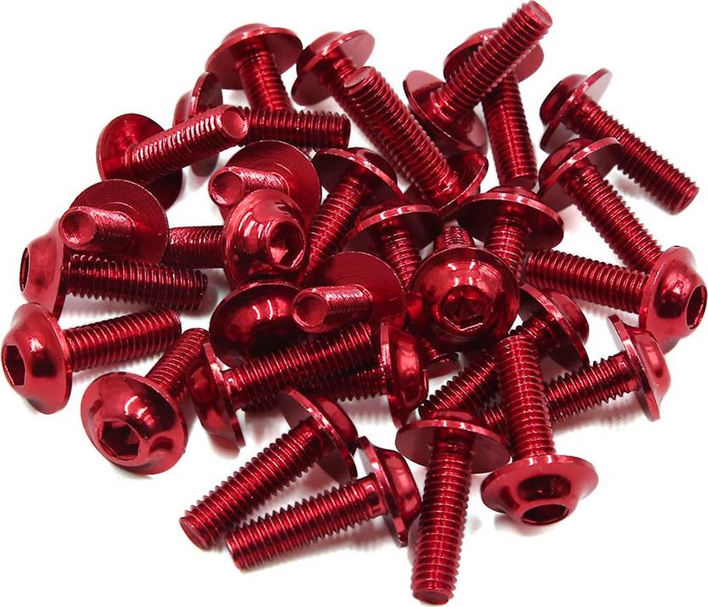 30 Stück M6 x 20 mm Rot Universalschrauben Metall Motorrad Pharao Sechskantschrauben