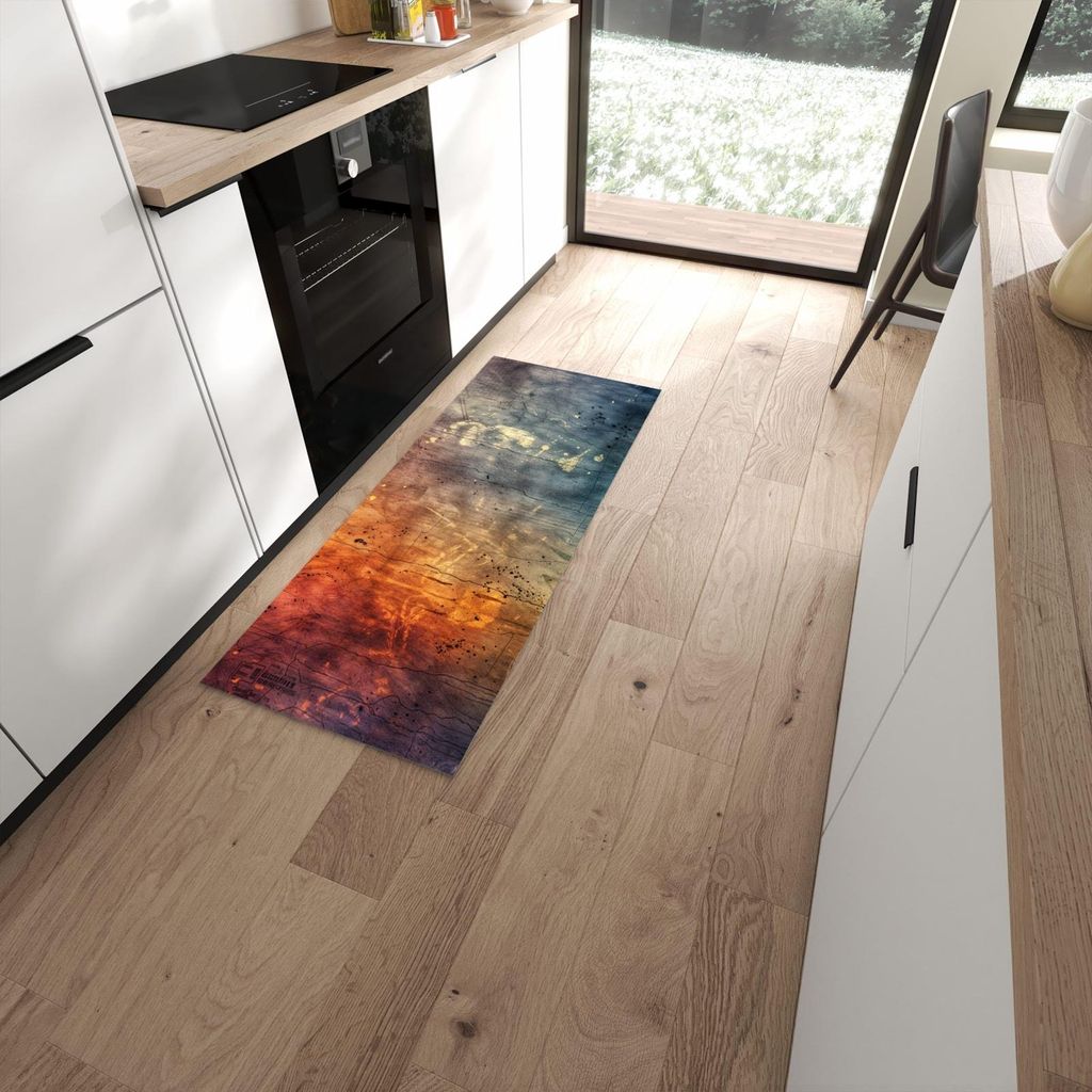 Küchenteppich 60x150cm rutschfest & abwischbar PVC Läufer - Abstrakte Farbkarte