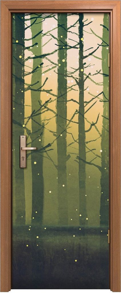 Türposter 70x200 cm Türaufkleber Türtapete Türfolie Klebefolie Mann Frau stehen in einer Waldlicht