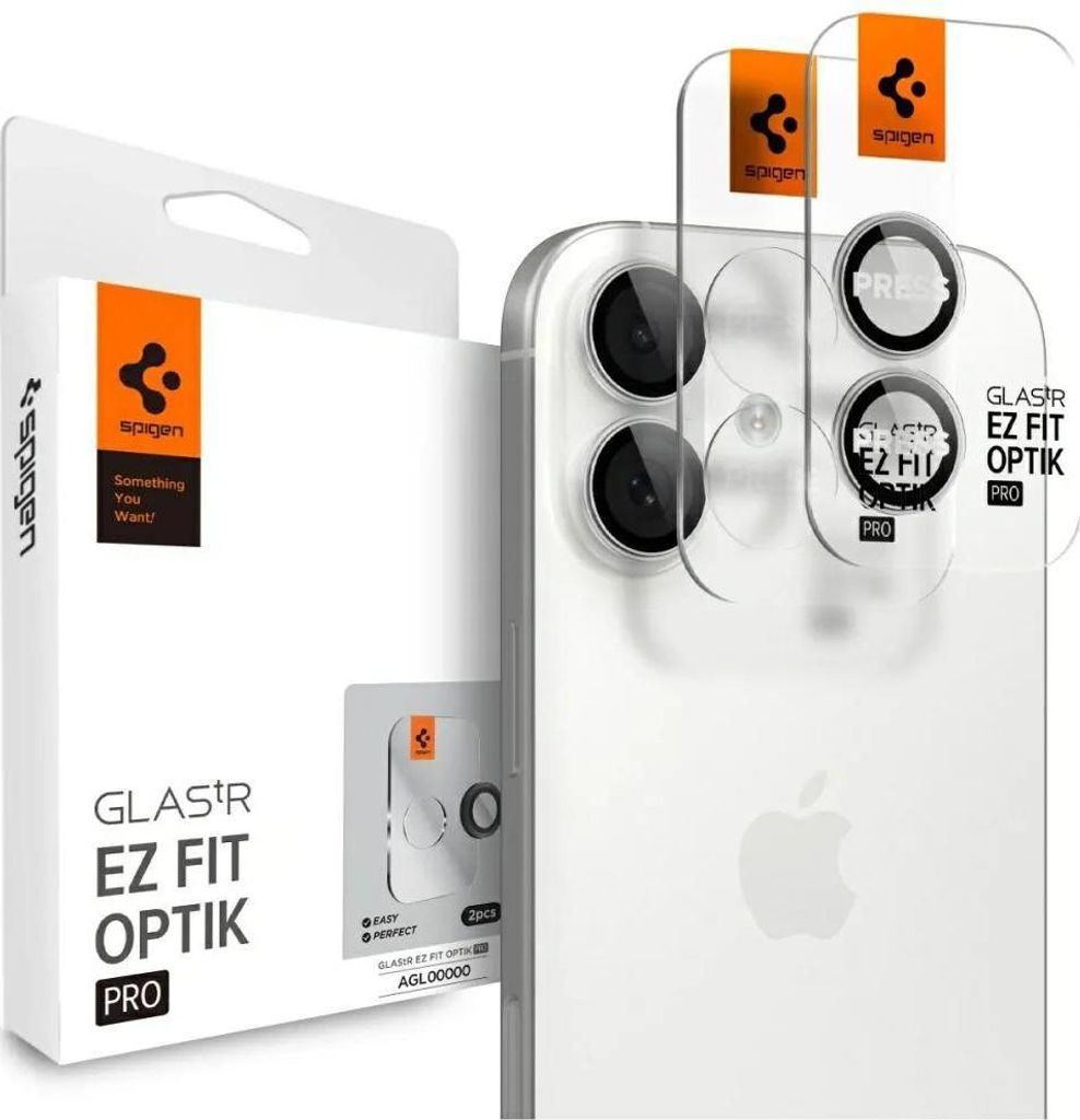 Spigen Optik Pro EZ Fit, Apple, iPhone 17, Tropfsicher, Kratzresistent, Silber, 2 Stück(e)