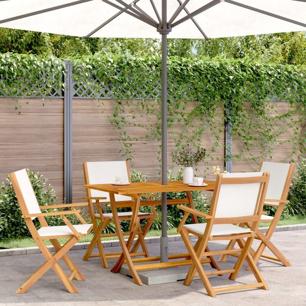 "2026 Promotion" Gartenstühle 4 Stk. - Hohe Qualität - Klappbar Cremeweiß Stoff und Massivholz - Gartenstühle CC11997
