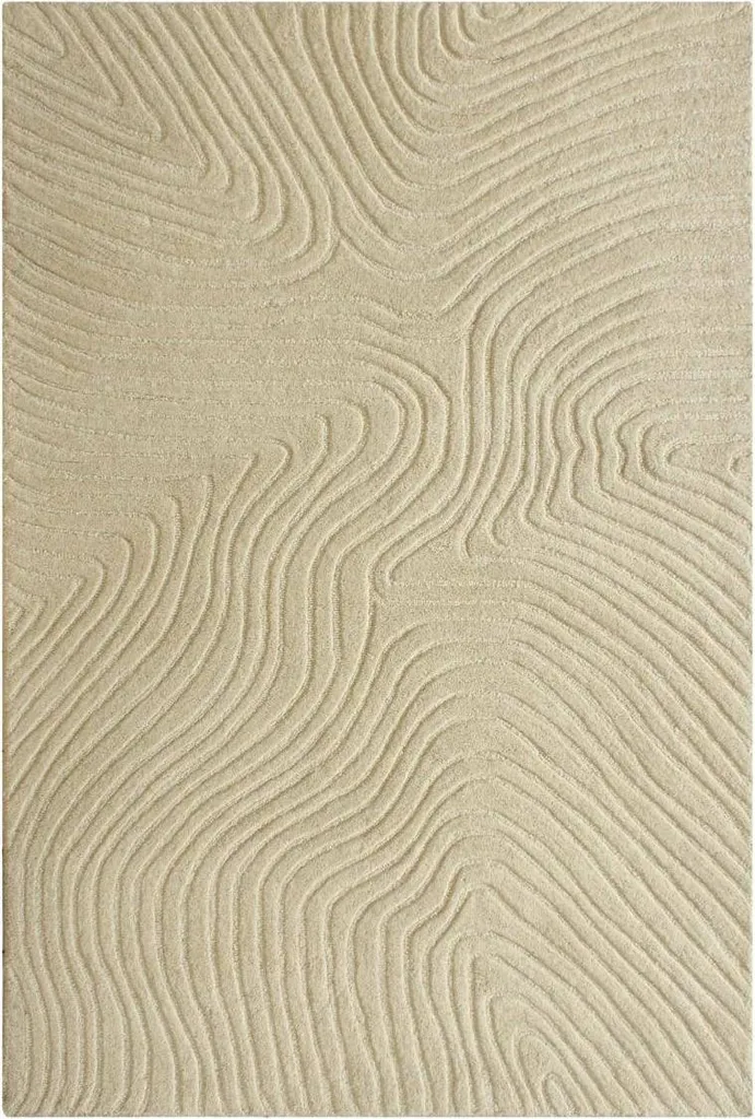 VYTA Tapis de Salon en Laine Fait Main - Design Moderne Ton sur Ton