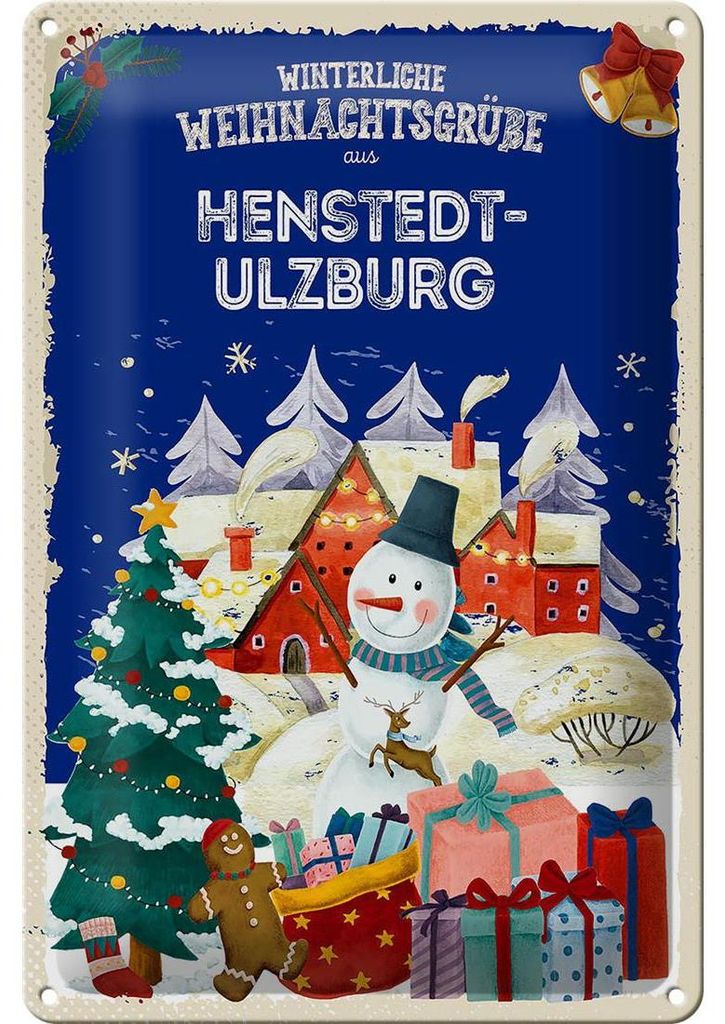 Blechschild Weihnachtsgrüße HENSTEDT-ULZBURG 20x30cm
