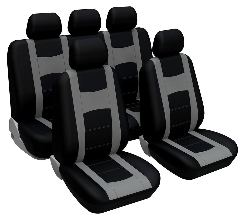 9 Stück Universal Autositzbezüge, Sitzbezüge Auto Für 5 Sitzer, Autositzauflage Set Seiten-Airbag-kompatibel, Waschbar, Leicht Anzubringen, Aut...