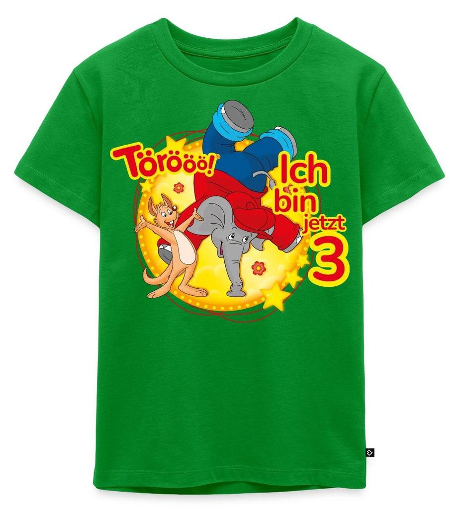 Spreadshirt Benjamin Blümchen Ich Bin Jetzt 3 Kinder Premium T-Shirt, 122/128 (6 Jahre), Grün