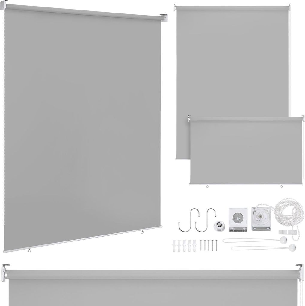 Faziango 2er Set Senkrechtmarkise 140x240 cm Balkonmarkise Hellgrau Sichtschutz Sonnenschutz UV beständig wasserdicht Balkon Terrasse