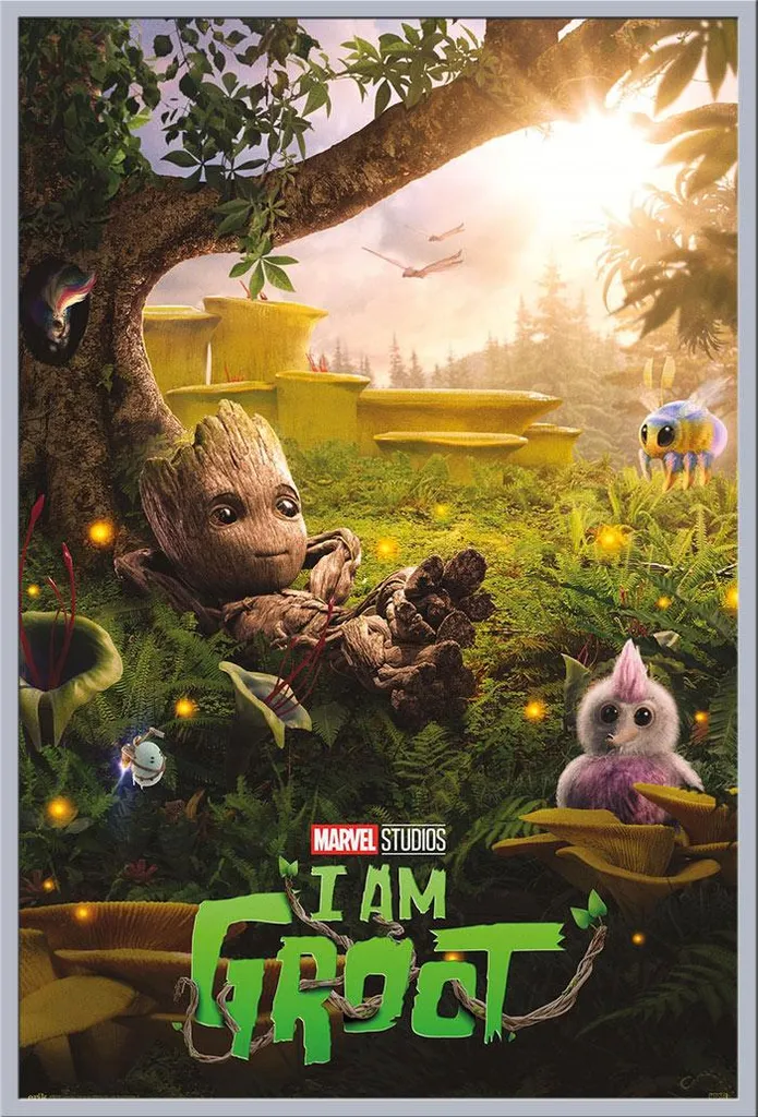 Affiche Groot Chill Time avec cadre Shinsuke en plastique argent 61x91.5cm