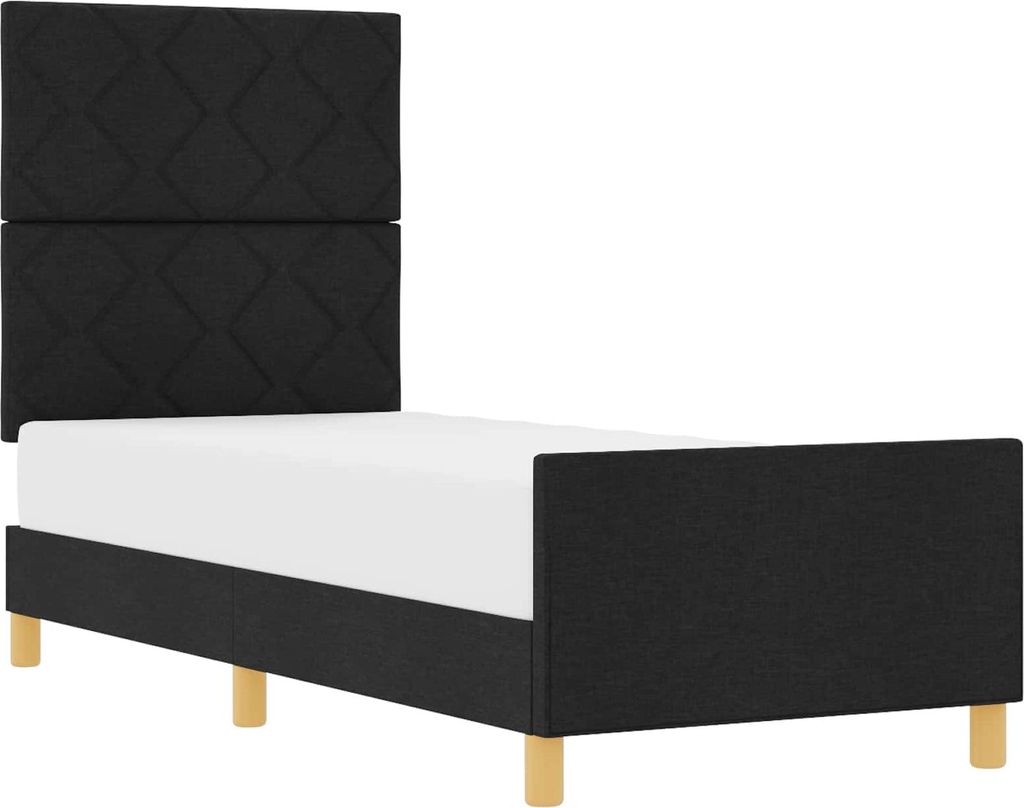 Bettgestell mit Kopfteil Schwarz 80 x 200 cm Stoff