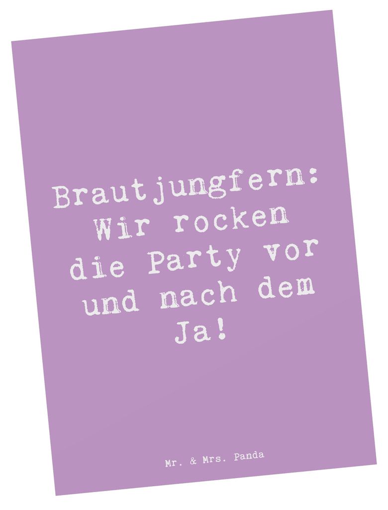 Mr. & Mrs. Panda bildkarte Spruch Brautjungfern Party - Lavendeltraum - Geschenk, Grußkarte, Postkarte, Geschenke, Ansichtskarte, Freundschaft, He...