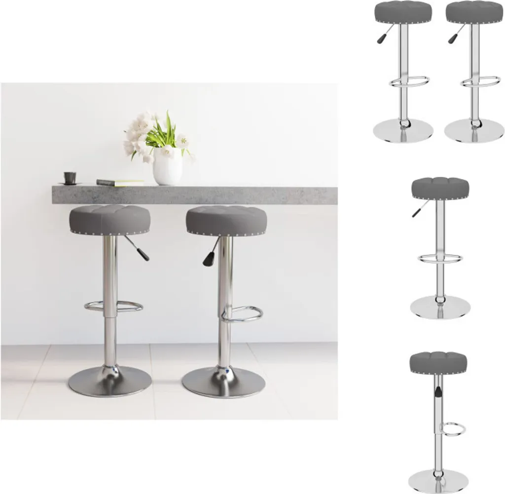 Set 2 Sgabelli Bar vidaXL Tessuto Grigio Scuro | Sedie Alta Cucina Design