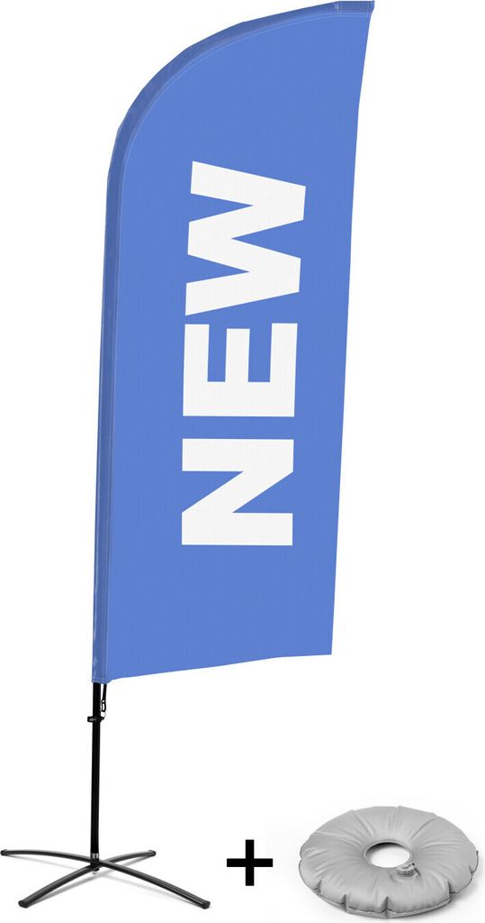 Showdown Displays Beachflag Alu Wind Komplett-Set Neu Blau Englisch Kreuzständer