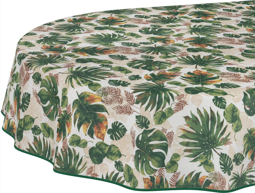 Tischdecke Aquarell Motresa Dukelgrün Oval 200x140cm Band Wasserabweisend abwaschbar