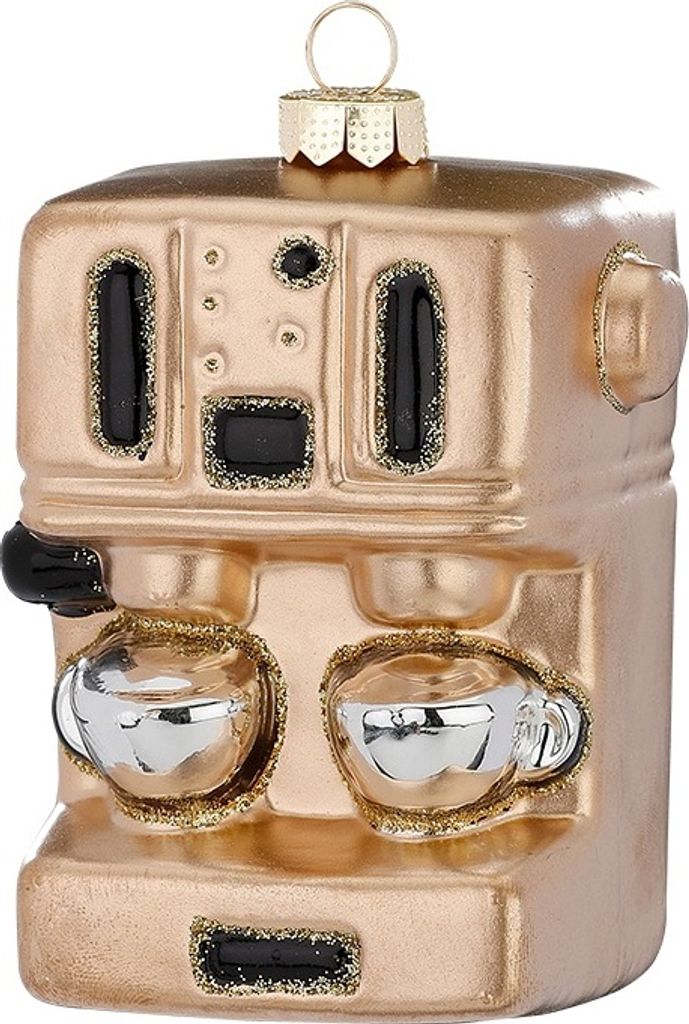 Christbaumschmuck Glas Kaffeevollautomat 9.5cm gold Produktbild 