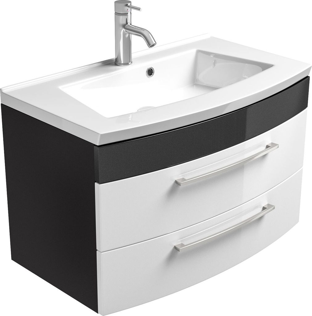 Posseik Waschplatz anthrazit-weiß, Rima (B x T x H) 82 x 54 x 48,5 cm, 5869 99