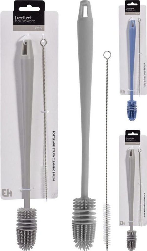 6-teiliges Set aus 2 Flaschenreinigungsbürsten in verschiedenen Farben / passenden Farben / Mustern