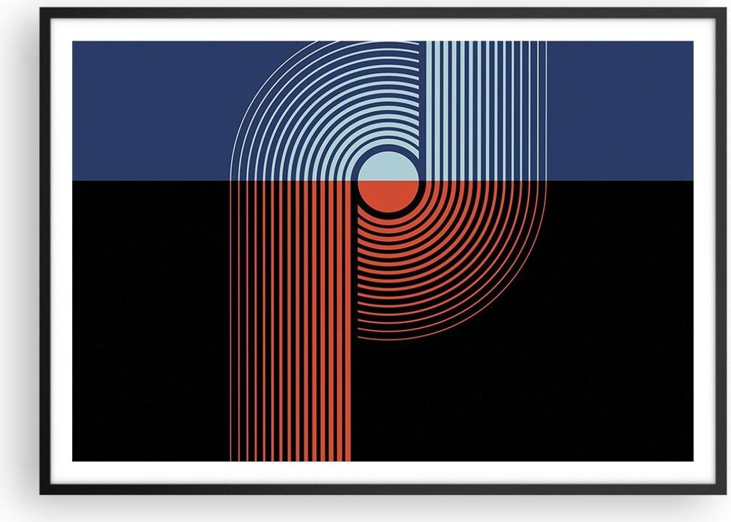 Gerahmtes Poster - Schwarzer Rahmen - Abstraktion Moderne Minimalismus - 100x70 cm - Wand Bild - Wanddeko - Wandbilder - Kunstposter - Wandposter -...