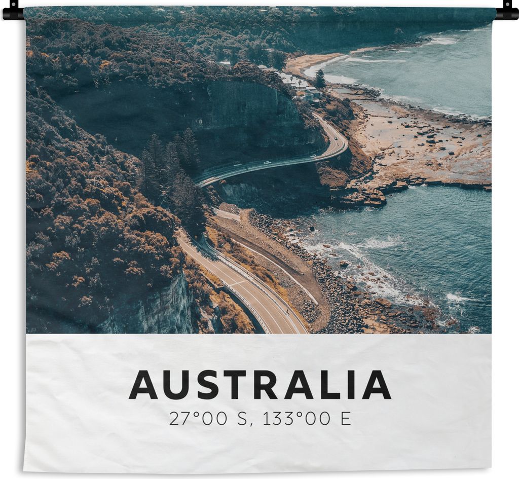MuchoWow Wandteppich Wandbehang Australien - Meer - Straßen 60x60 cm Tapisserie Dekoration Wandtuch - Dekorationen - Wand Decke