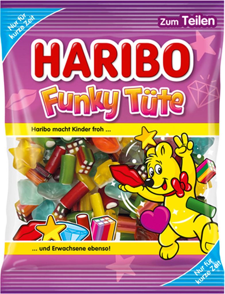Haribo Funky Tüte Mischung Fruchtgummi und Konfekt Produktbild 
